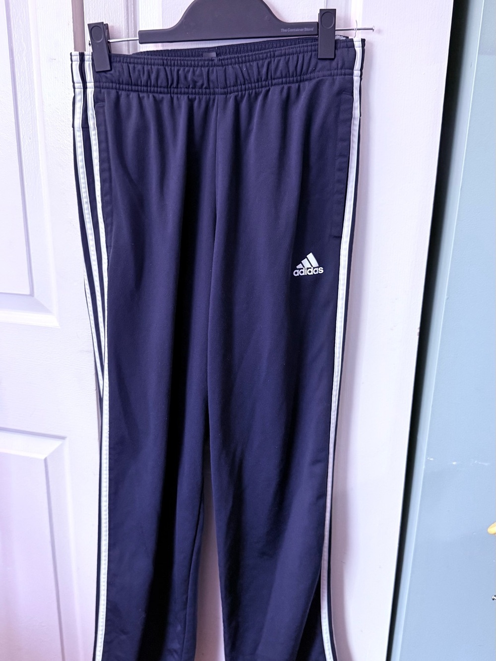 adidas Navy Sweatpants with White Side Stripes
